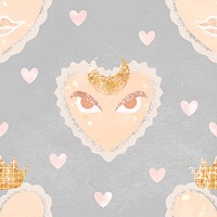 Blue heart pattern background, cute pastel design vector