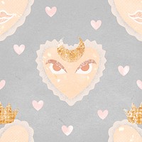 Blue heart pattern background, cute pastel design