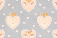 Blue heart pattern background, cute pastel design