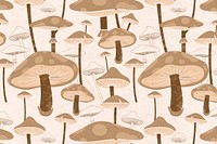 Psychedelic mushroom pattern background, brown design vector