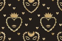 Aesthetic heart pattern background, gold glitter vector