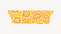 African floral washi tape sticker, colorful pattern vector