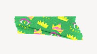 Green abstract washi tape collage element, funky journal decoration vector