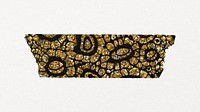 African floral washi tape sticker, gold glitter pattern psd