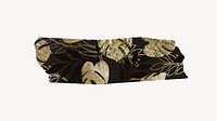 Monstera pattern washi tape sticker, gold glitter vector
