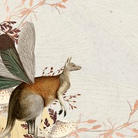 Kangaroo illustration, animal collage scrapbook mixed media artwork vector