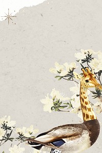 Retro giraffe illustration digital note, surreal hybrid animal scrapbook collage art element vector