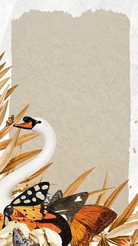 Swan iPhone wallpaper with frame, vintage surreal collage scrapbook artwork