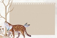 Retro leopard illustration digital note, surreal hybrid animal scrapbook collage art element vector