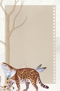 Retro leopard illustration digital note, surreal hybrid animal scrapbook collage art element