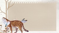 Vintage leopard animal desktop wallpaper, editable surreal collage scrapbook background and landscape digital note for tablet