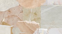 Aesthetic collage desktop wallpaper, pastel paper texture