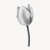 Tulip flower element sticker, retro halftone aesthetic cartoon psd