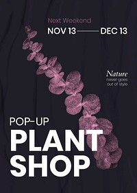 Retro botanical poster template, modern aesthetic halftone, pop up plant shop design vector