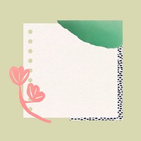 Stationery clipart, botanical collage design for notebook decoration psd