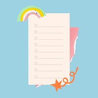 To-do-list memo, abstract rainbow, star paper cut design