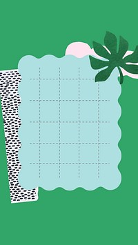 Green iPhone wallpaper, botanical notepaper design vector