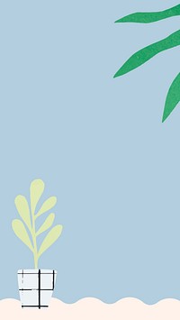 Cute phone wallpaper, abstract blue design, botanical graphic vector