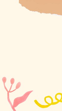 Aesthetic mobile wallpaper, simple cream design, paper cut style vector