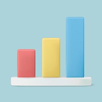 Bar chart 3D clipart, business growth analytics vector