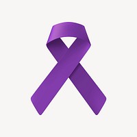 3D purple ribbon clipart, honors caregivers cancer awareness vector