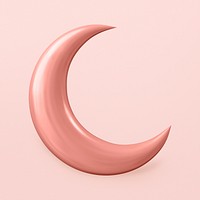 3D crescent moon clipart, aesthetic illustration psd