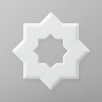 3D Islamic star sticker, gray illustration psd