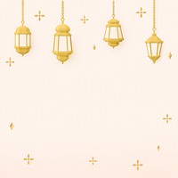 Beige 3D Ramadan background, lantern border design