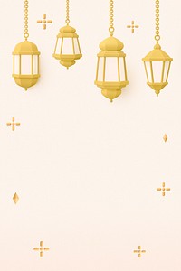 Beige 3D Ramadan background, lantern border design
