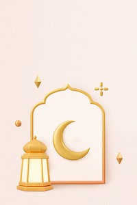 Aesthetic Ramadan background, 3D beige design