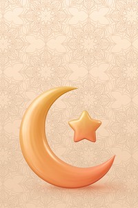 Star crescent background, 3D Islamic symbol design