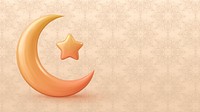 Star crescent desktop wallpaper, 3D Islamic symbol background