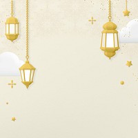 Hanging lanterns background, 3D aesthetic beige design