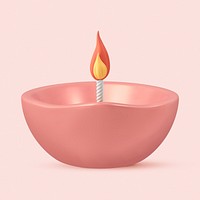 Diwali oil lamp sticker, 3D illustration psd