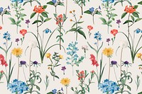 Spring flower pattern background, botanical design vector, remixed from original artworks by Pierre Joseph Redouté