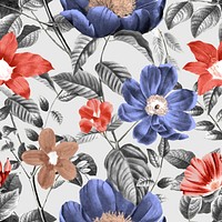 Retro floral seamless pattern, botanical background vector, remixed from original artworks by Pierre Joseph Redouté