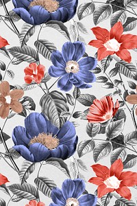 Retro flower pattern background, botanical design, remixed from original artworks by Pierre Joseph Redout&eacute;