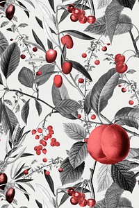 Gray botanical pattern background, natural sketch design, remixed from original artworks by Pierre Joseph Redout&eacute;