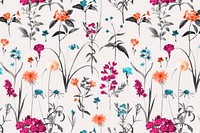 Colorful floral pattern background, botanical design vector, remixed from original artworks by Pierre Joseph Redout&eacute;