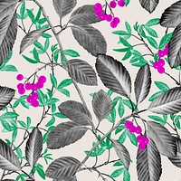 Leaf branch seamless pattern, botanical background vector, remixed from original artworks by Pierre Joseph Redouté