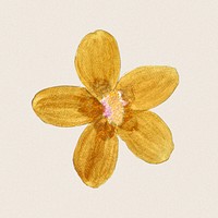 Yellow flower sticker, vintage botanical design psd, remixed from original artworks by Pierre Joseph Redout&eacute;