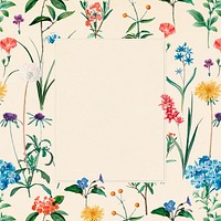 Flower frame background, botanical design vector, remixed from original artworks by Pierre Joseph Redouté