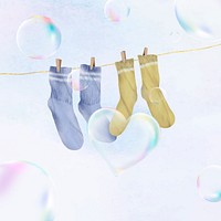 Cute socks illustration, simple soap bubble design vector