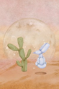 Cactus background, soap bubble, desert illustration