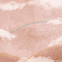 Pink sky background, rainbow, cloud illustration 