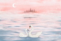 Mute swan lovers background, simple illustration 