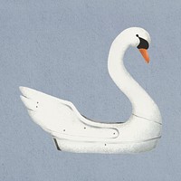 Swan paddle boat sticker, simple illustration psd