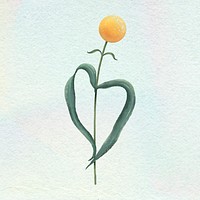 Flower heart leaf, simple illustration 