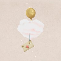 Love letter sticker, gold balloon illustration design vector