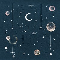 Night sky illustration, celestial design 